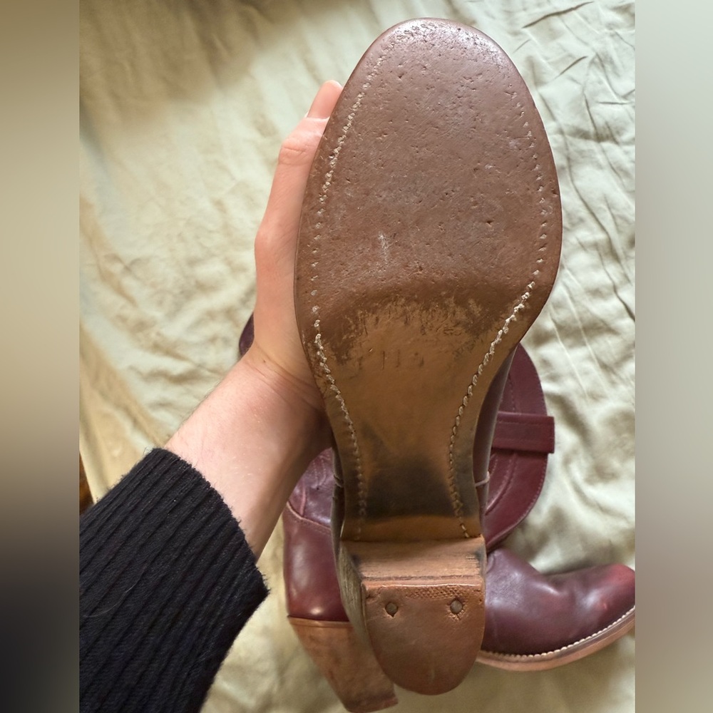 Dexter Burgundy Leather Cowboy Boots - Picture 4 of 4